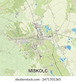 Miskolc, Hungary map poster art