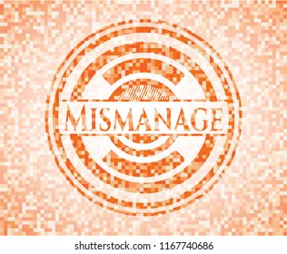Mismanage orange tile background illustration. Square geometric mosaic seamless pattern with emblem inside.