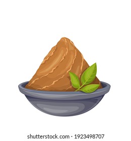 Miso paste in bowl vector icon. Japanese food miso illustration.