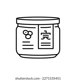 Miso paste in jar black line icon. Asian food. Pictogram for web page