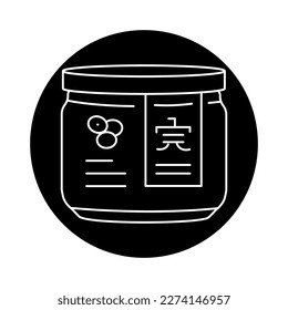 Pegar Miso en el icono de la línea negra del frasco. La comida asiática. Pictograma para página web