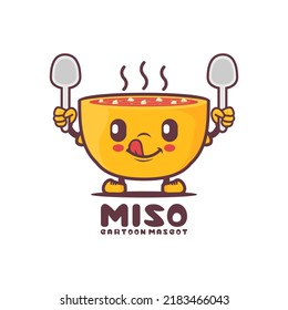 miso soup cartoon. food vector illustration. isolated on a white background