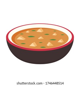 Miso soup in cup. Japan cup vector. wallpaper. free space for text.