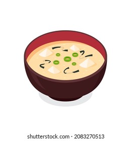 Miso soup in cup. Japan cup vector. Miso soup is Japanese food.