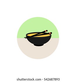 Miso soup icon in flat style isolated on white background. Sushi symbol stock vector illustration. Japanese food. Icon. Flat style