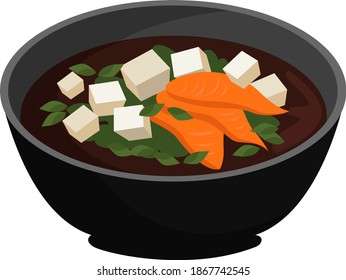 Sopa miso, ilustração, vetor sobre fundo branco.