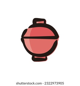 Miso soup - Japanese food icon (Hand-drawn line, colored version)