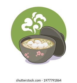 Miso soup Japanese food vector illustration