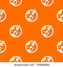 Miso soup pattern repeat seamless in orange color for any design. Vector geometric illustration