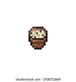 Miso soup pixel art. Soup pixel art. Vector illustration.