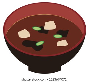 Miso soup with tofu and green onions