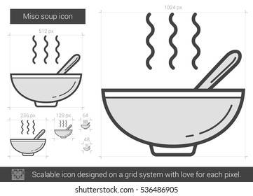 Miso soup vector line icon isolated on white background. Miso soup line icon for infographic, website or app. Scalable icon designed on a grid system.