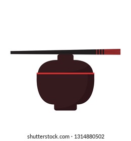 Miso soup vector. symbol. logo design. chopsticks vector.