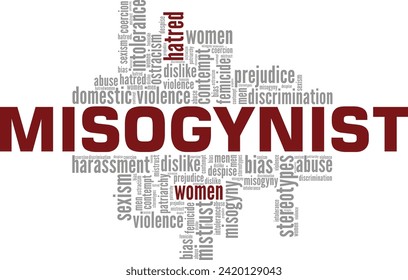 Misogynist word cloud conceptual design isolated on white background.