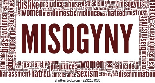 Misogyny word cloud conceptual design isolated on white background.