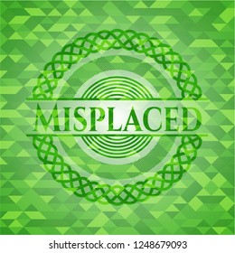 Misplaced green emblem. Mosaic background