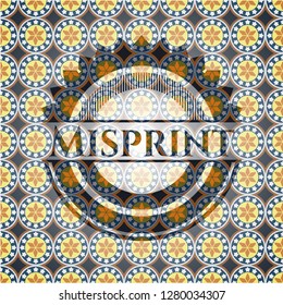 Misprint arabesque style emblem. arabic decoration.