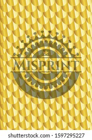 Misprint golden emblem. Scales pattern. Vector Illustration. Detailed.