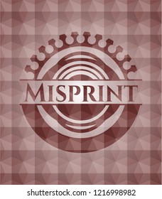 Misprint red seamless badge with geometric background.