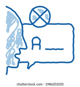 Symbolfigur der Falschausspracheaufzeichnung Handgezeichnetes blaues Doppel-Linie Kunstaussprechungszeichen. einzelne Symbolillustration