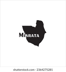 Misrata Libya map and black lettering design on white background