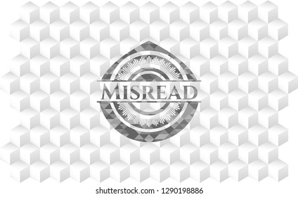 Misread realistic grey emblem with cube white background
