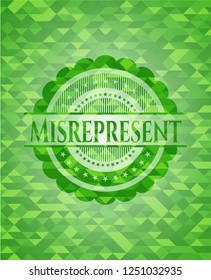 Misrepresent green emblem. Mosaic background