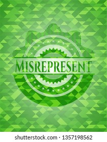 Misrepresent green emblem. Mosaic background