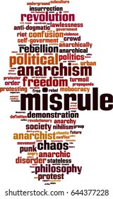 Misrule word cloud concept. Vector illustration