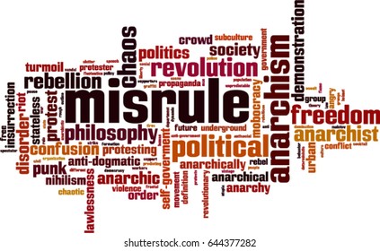 Misrule word cloud concept. Vector illustration