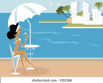 Miss Boo at Spain having good time by the sea