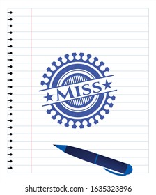 Miss draw with pen effect. Blue ink. Vector Illustration. Detailed.