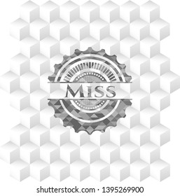 Miss grey emblem with geometric cube white background