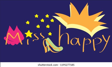 Miss Happy logo on a purple background