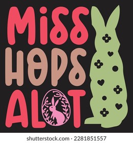 Miss Hops Alot Boho Retro Style Happy Easter SVG And T-shirt Design, Easter SVG Quotes Design t shirt design, Vector EPS Editable Files, can you download this Design Bundle