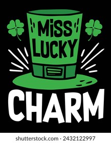 Miss lucky Charm, St Patrick's day design, t-shirt design, st patricks day logo, st patricks day, st patricks day clip art