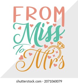 From Miss To Mrs Printable Vector Illustration