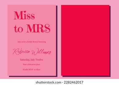 Miss to MRS Red Pink Minimalist Bridal Shower Invitation