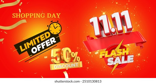 ¡No se pierda nuestra venta flash 11.11! Disfruta de un 50% de descuento en todos los artículos. ¡Date prisa, sólo por tiempo limitado!