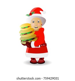 miss santa claus with a large three-tiered bun. illustration for your design. vector on white isolated background