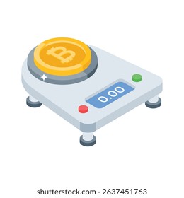 Don’t miss this isometric style icon of bitcoin weight scale
