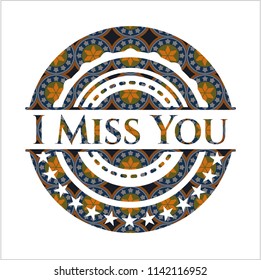 I Miss You arabic emblem background. Arabesque decoration.