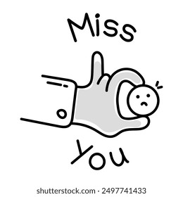 Miss You Doodle Collection with Sad and Upset Characters