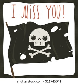I miss you funny halloween holiday cartoon greeting card. For ui, web games, tablets, wallpapers, and patterns.