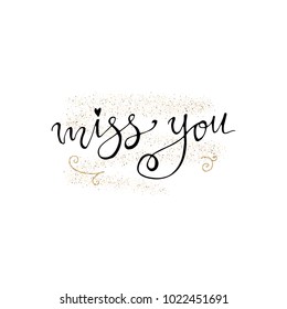 Miss You Hand Lettering Romantic Card Stock Vector (Royalty Free ...