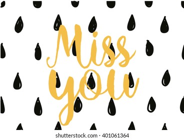 Miss You Inscription Greeting Card Calligraphy Stock Vector (Royalty ...