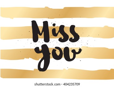 Miss You Inscription Greeting Card Calligraphy Stock Vector (Royalty ...