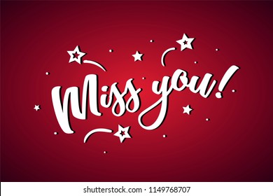 Miss You Lettering Card Banner Beautiful Stock Vector (royalty Free 