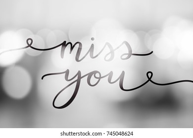 miss you, lettering, vector card with handwritten text