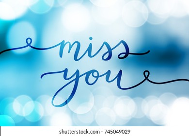 miss you, lettering, vector card with handwritten text